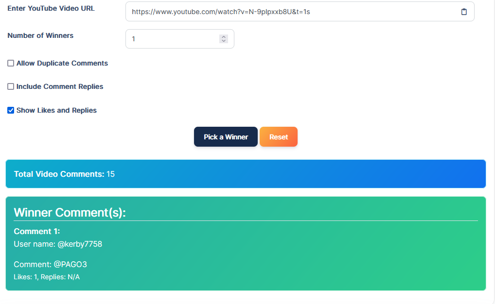 Winner Screenshot
